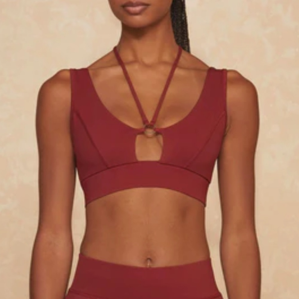 The Noli Shop Esme Sports Bra in Merlot - Sz M